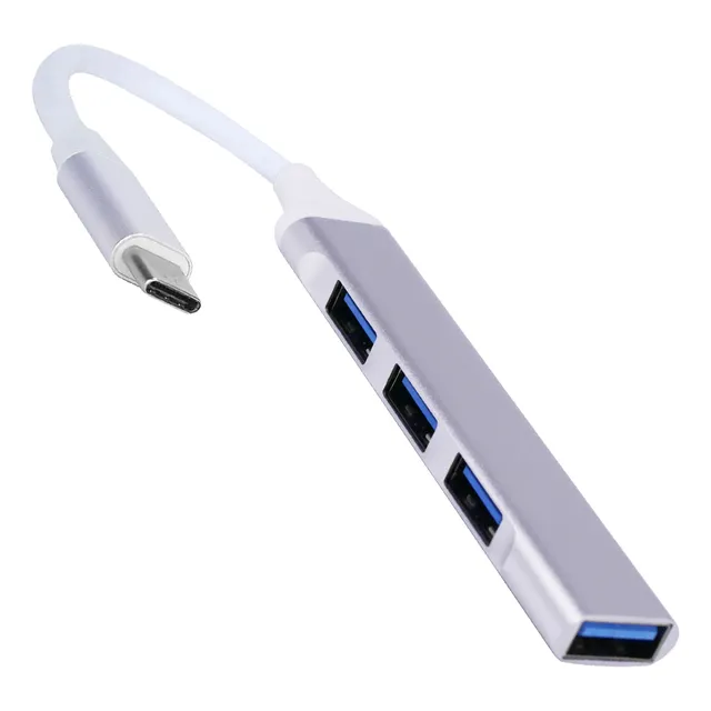 Adaptador Usb C A Usb 3.0 Multipuerto Para Discos Externos Color Plateado