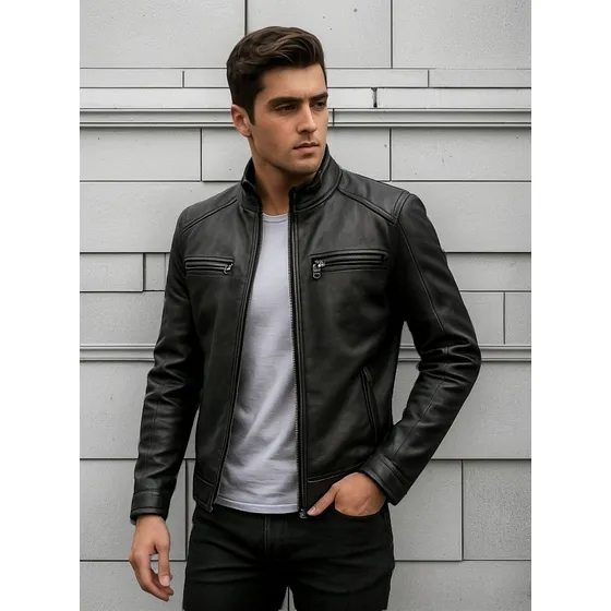 Jaqueta Masculina Couro Slim Forrada Inverno Resistente
