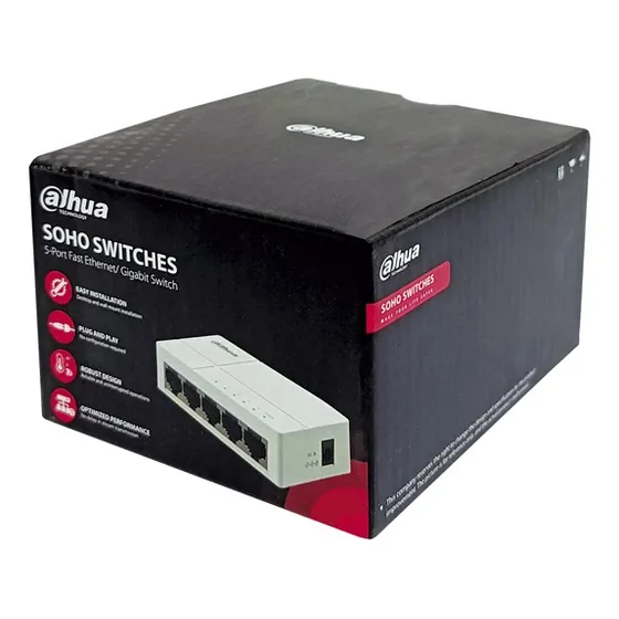 Switch Dahua 5 Puertos Gigabit 10/100/1000mbps Plastico
