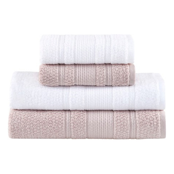 Jogo De Toalhas Buddemeyer Bella Extra Soft Banho 4 Peças Branco/bege Lisa Jogo De Toalhas Buddemeyer Bella Extra Soft Banho 4 Peças Branco/bege Lisa