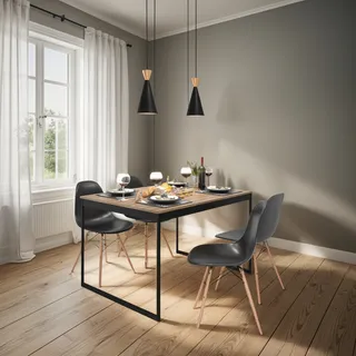 Set Mesa 120x90 Para Jantar Com 4 Cadeiras Eames Vintage Set Mesa 120x90 Para Jantar Com 4 Cadeiras Eames Vintage