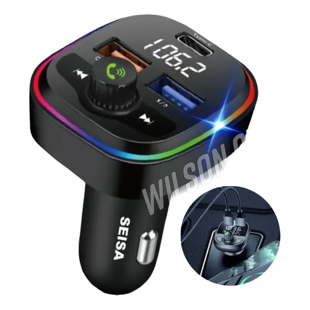 Transmisor Cargador Cenicero Rgb Para Auto 20w 2 Usb 1 Tipo