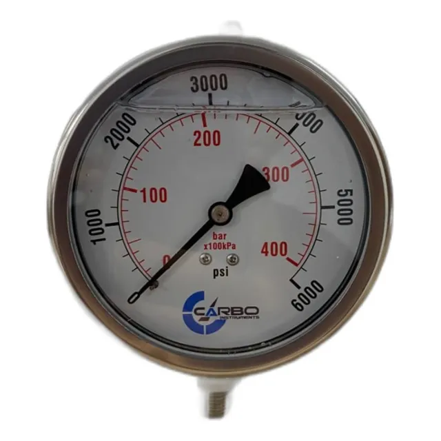 Manómetro De 4 ,  Conexion 1/4  Con Glicerina De 6000psi
