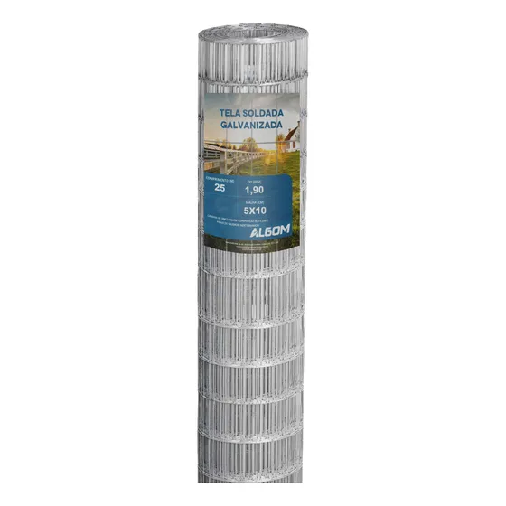 Tela Soldada Galvanizada Malha (5x10) 1,20x25m Algom