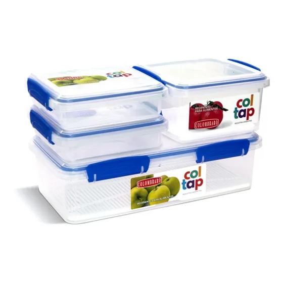 Contenedores De Alimentos Coltap X 4 Unids Colombraro Color Azul