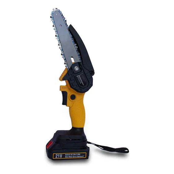 Motosserra Elétrica Portátil Recarregável Bateria 21v Bivolt Cor Amarelo Frequência 60Hz