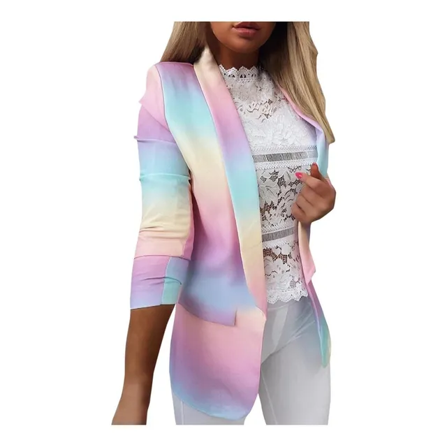 Funey Chaqueta Casual Para Dama Manga Larga Degradada