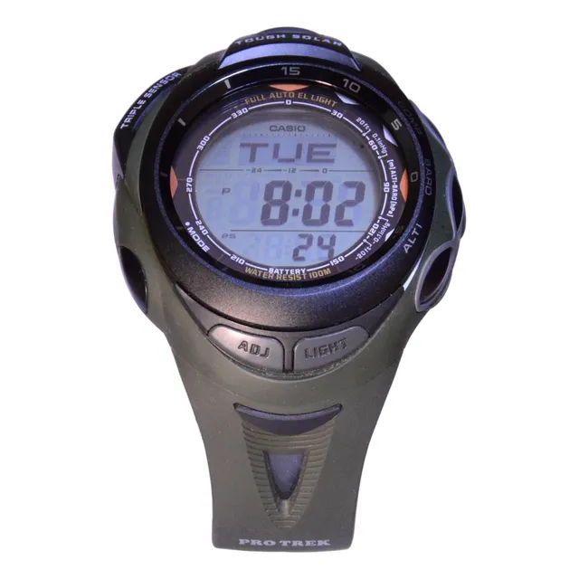 Reloj Casio Prg Sports90 Solar Triple Sensor Verde Oscuro Negro Gris