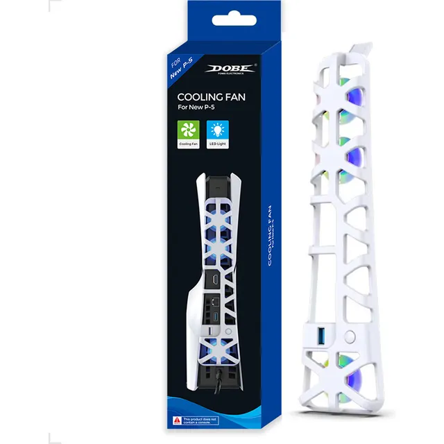 Dobe TP5-3538 Ventilador externo USB LED Ps5 Slim Digital Disc Color Blanco