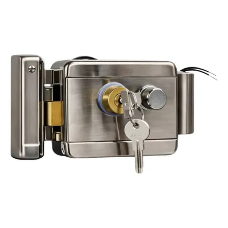 Fechadura Elétrica Portão Reversível Abre Para Dentro E Fora Prata