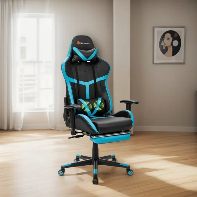 Silla De Carreras Reclinable Con Reposapiés De Apoyo Lumbar