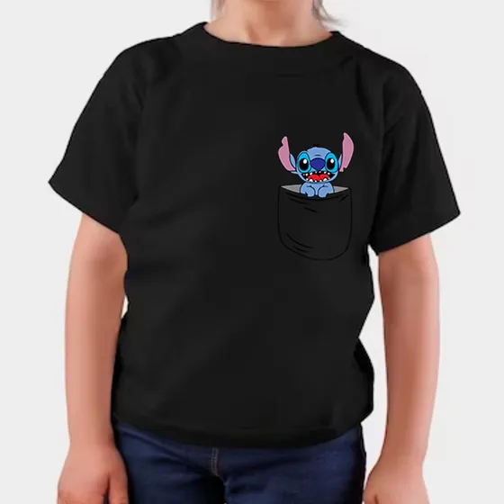 Franela Niños Unisex Estampado Stich Bolsillo