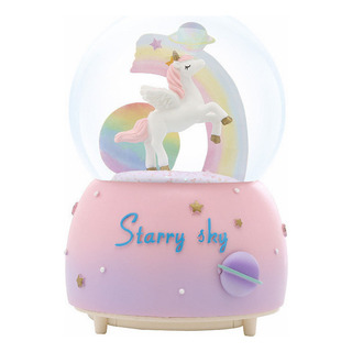 Bola De Cristal De Unicornio Arcoiris Con Nieve Cayendo Bola De Cristal De Unicornio Arcoiris Con Nieve Cayendo