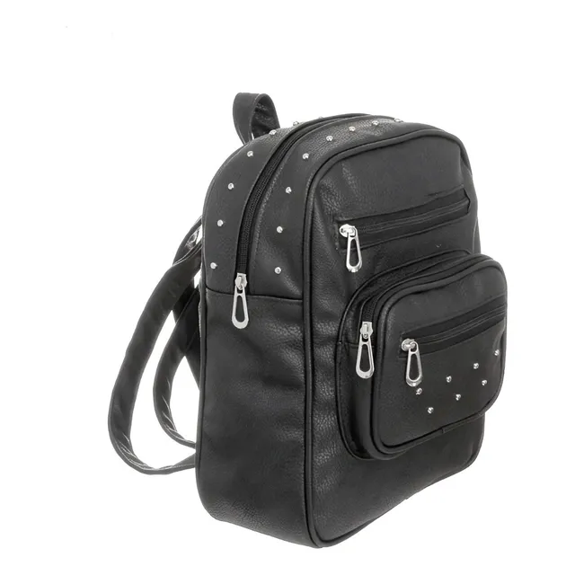 Mochila Cuero Ecologico Tachas Bolsillo Moda Mujer 