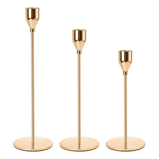Set 3 Candelabros Porta Velas Dorado Decora Centro De Mesa