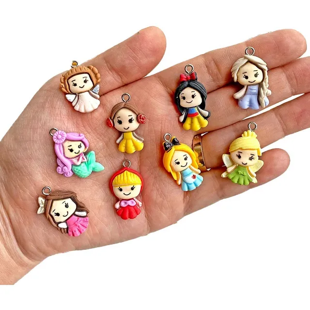Pingentes Bonecas Princesas Infantil Pulseira Brinco 10 Pçs