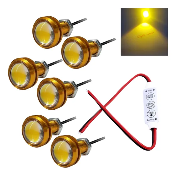 Led Olho De Aguia 23mm Kit 6pçs + 1 Central Strobo 12v 