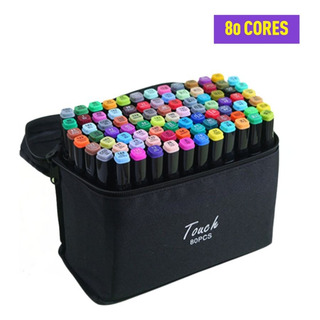 Conjunto Canetas Marcador Canetinha Ponta Dupla 80 Cores Kit Conjunto Canetas Marcador Canetinha Ponta Dupla 80 Cores Kit