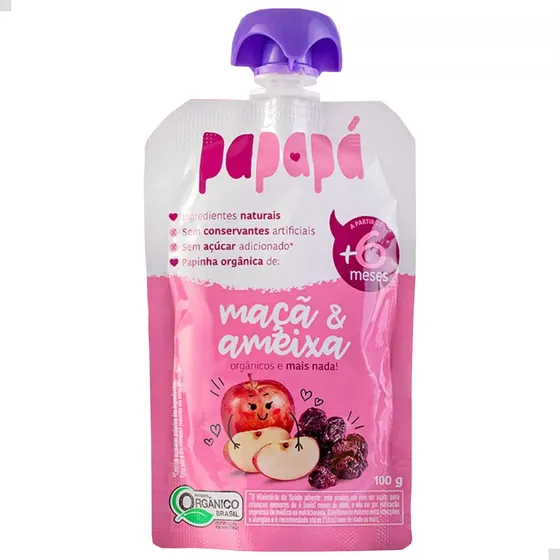Papinha Orgânica De Maçã E Ameixa 100g - Papapá