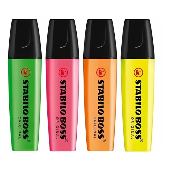 Caneta Marca Texto Stabilo Boss Original Neon 4 Cores