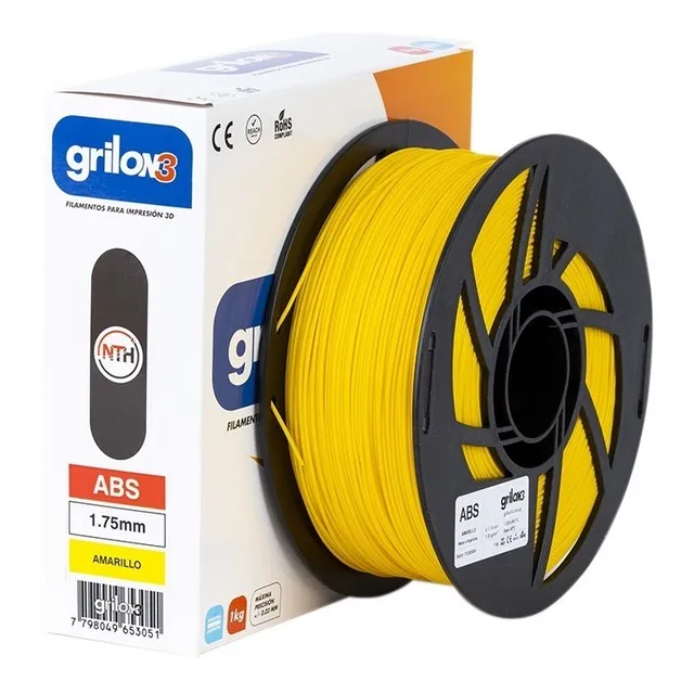 Filamento 3D Grilon3 ABS de 1.75mm y 1kg amarillo