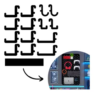 Ganchos Pegboard Premium Mdf Setup Gamer Home Office Preto Ganchos Pegboard Premium Mdf Setup Gamer Home Office Preto