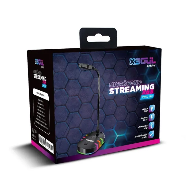 Microfono Gamer Luz Led Usb Notebook P/ Twitch Youtube Color Negro