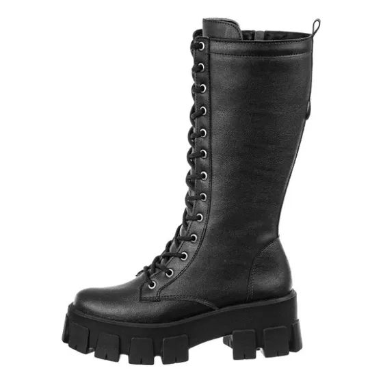 Botas Plataforma Caño Alto Cuero Vegano Envío Inmediato*