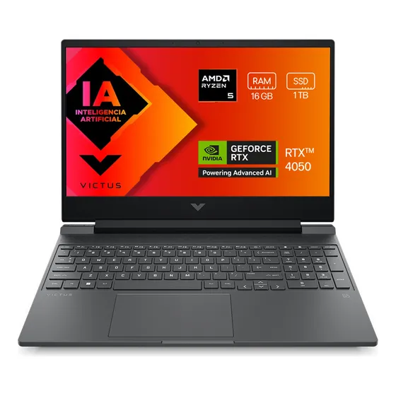 Laptop HP Gaming Victus 15-fb2021la, AMD Ryzen 5, 16GB RAM, GPU NVIDIA GeForce RTX 4050, 1 TB SSD, 15.6", FHD, Windows 11 Home
