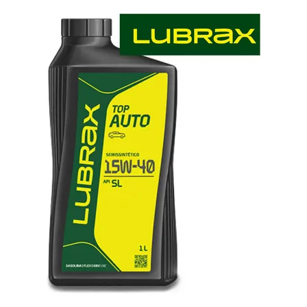 Óleo de Motor Lubrax Semissintético 15W-40 API SL GASOLINA FLEX GNV 15W40 Lubrificante 1 Litro