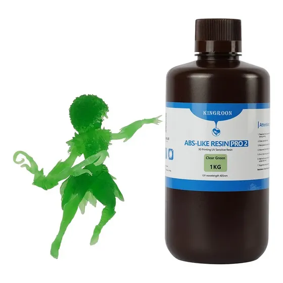 Kingroon Resina 3D ABS Pro2 1Kg Resistente Alta Precisión Verde Transparente