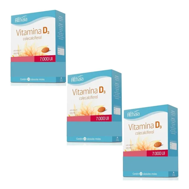 Kit Com 3 Vitamina D3 7.000 Ui Com 30 Cápsulas Cada Althaia