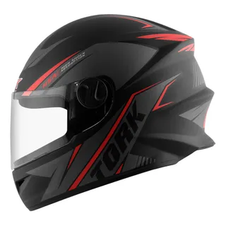 Capacete Fechado Protork R8 Infantil Liberty Viseira Cristal Vermelho 54