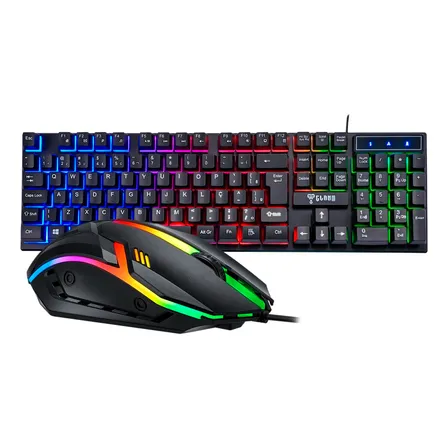 Kit Gamer Forte Sul Teclado Semi Mecânico Rgb Abnt-2 + Mouse Óptico 2400 Dpi Preto