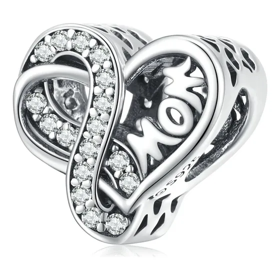 Charm Dije Plata 925 Corazon Infinito Mom / Todojoyas