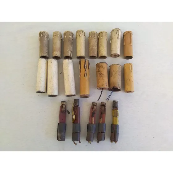 Lote Velas Portalampara Madera Antiguas Candelabro Arañas
