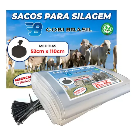 Sacos De Silagem Branca 52x110 200 Micra 50un C/abraçadeira Branco