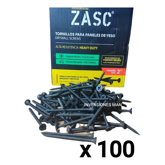 Tornillo 6 Mm X 2 PuLG Rosca Delgada Drywall Yeso X 100 Unds