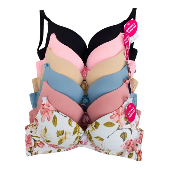 Brasier Doble Push Up Copa Completa Paquete 6 Pz Calidad