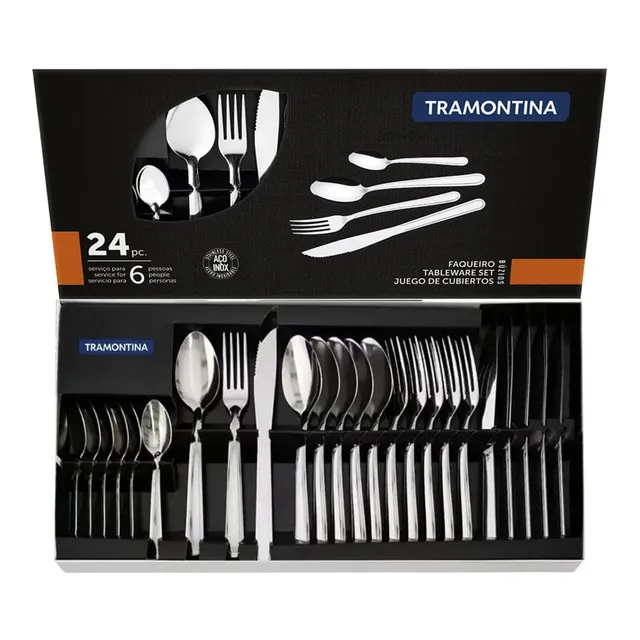 Jogo Talheres Faqueiro BĂșzios Aço Inox 24 Peças Tramontina Jogo Talheres Faqueiro BĂșzios Aço Inox 24 Peças Tramontina
