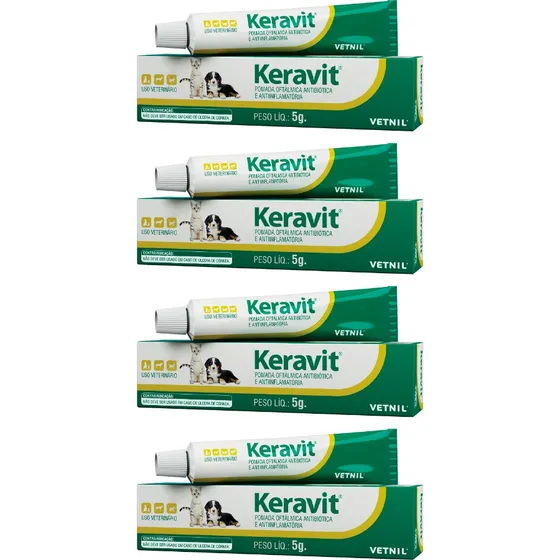 Keravit Pomada Oftálmica 5g - Vetnil - 4 Unidades