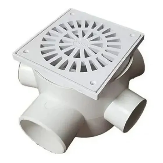 Caja Sifonada / Pileta De Piso Pvc 10x10 Cm 40/63 De 3.2 Mm
