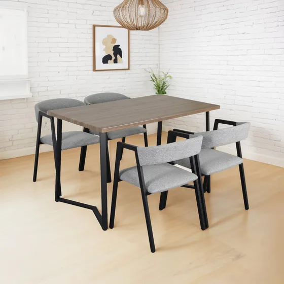 Juego De Comedor 4 Sillas Mesa Rectangular Cocina Cafetería Color Madera