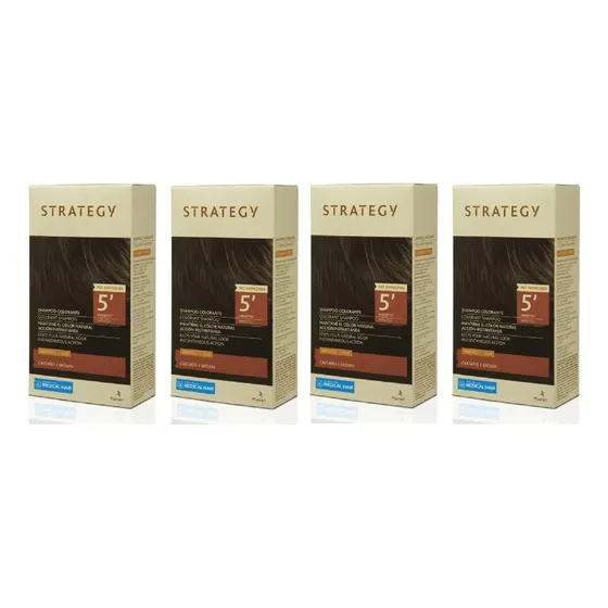 Shampoo Colorante Men Castaño Sin Amoniaco Strategy Pack X4