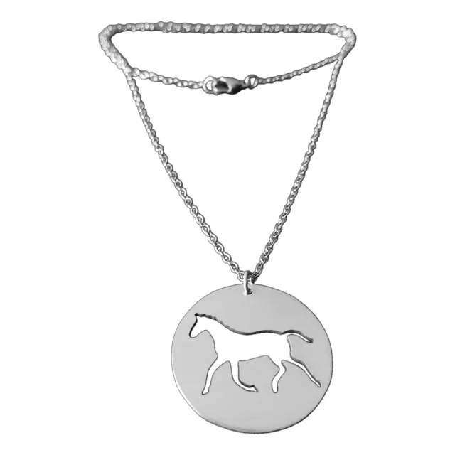Dije De Caballo En Círculo Cadena Collar Moda Equina