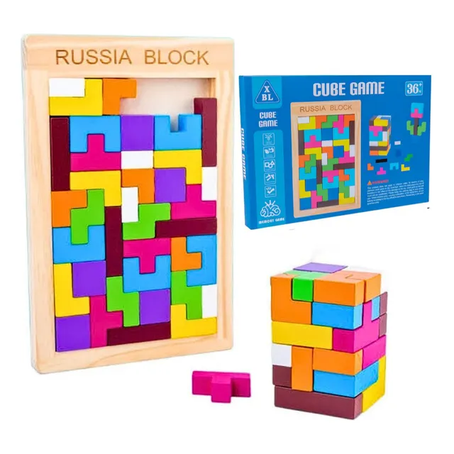 Juego Didactico De Madera 2 En 1 Tetris Con Jenga Bloques