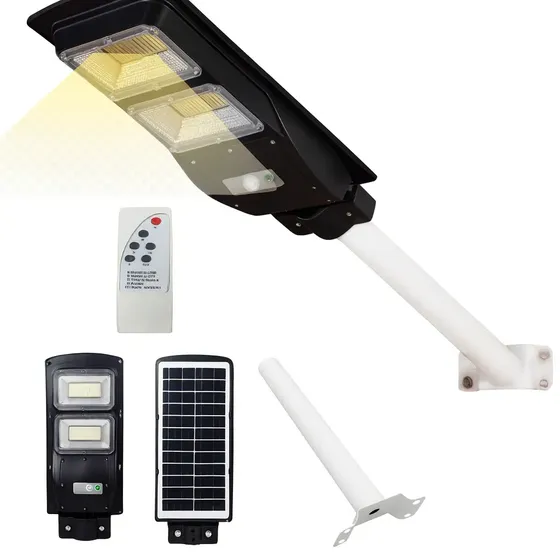 Foco Solar Led De 60w Para Exterior Con Sensor Movimiento Y Control Remoto Unilamp, Recargable Por Energía Solar, Resistente Al Agua Ip66, Ideal Para Jardín, Patio, Garaje O Fachada | Cuotas sin interés