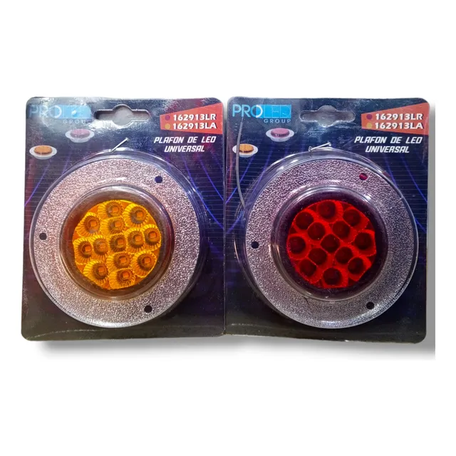 Stop Mica Trasero De Camiones 13 Led Redondo Borde Cromado.