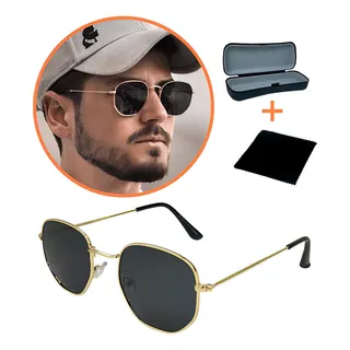 Ăculos De Sol Hexagonal Unissex Retro Cor Preto Cor Da Armação Dourado Cor Da Lente Preto Ăculos De Sol Hexagonal Unissex Retro Cor Preto Cor Da Armação Dourado Cor Da Lente Preto