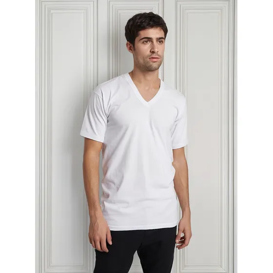 Camiseta Tres Ases Manga Corta 100% Algodón Fino Escote V 78